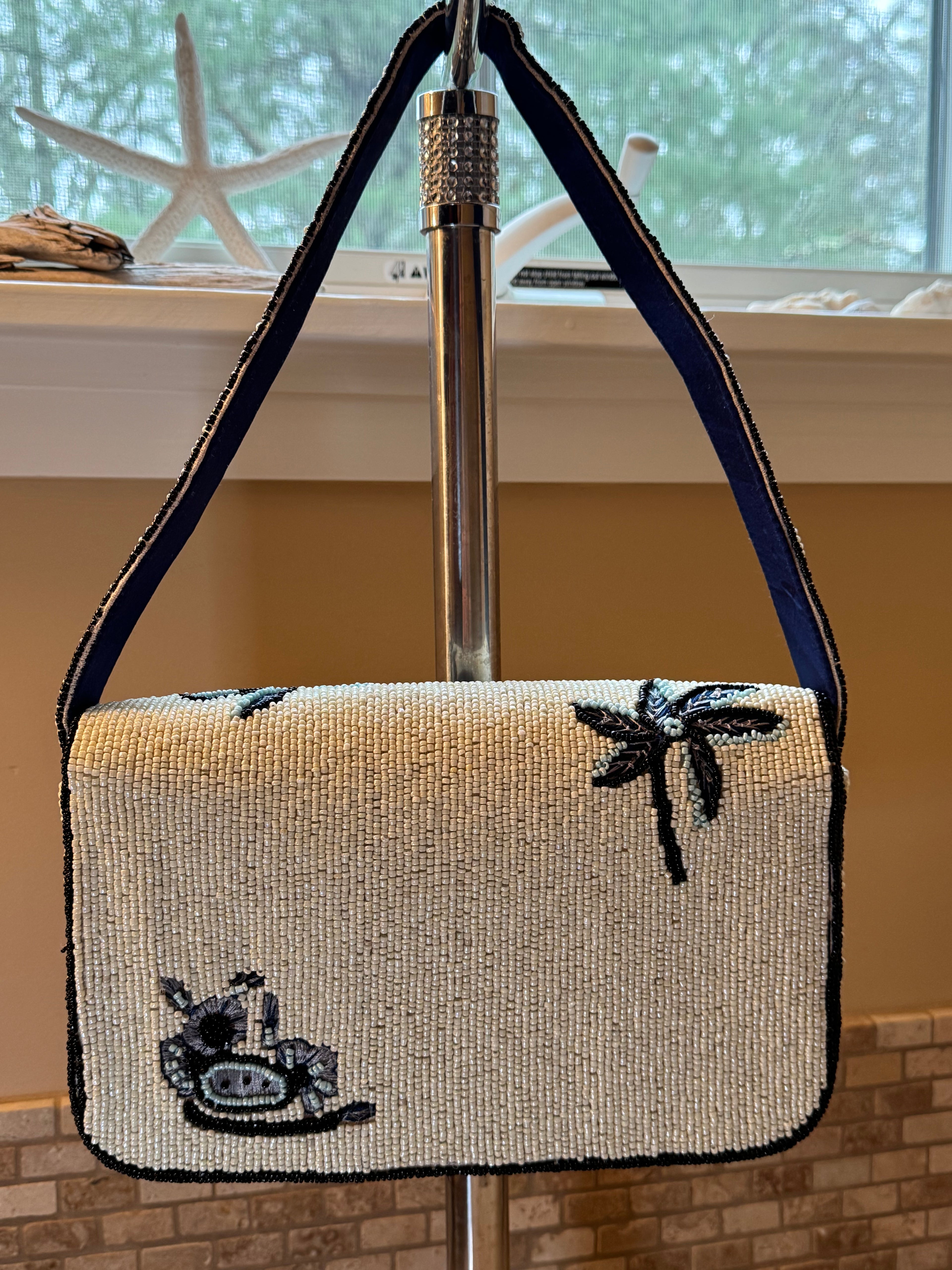 Handmade Beaded Bag - Palms | Artisan Statement Piece