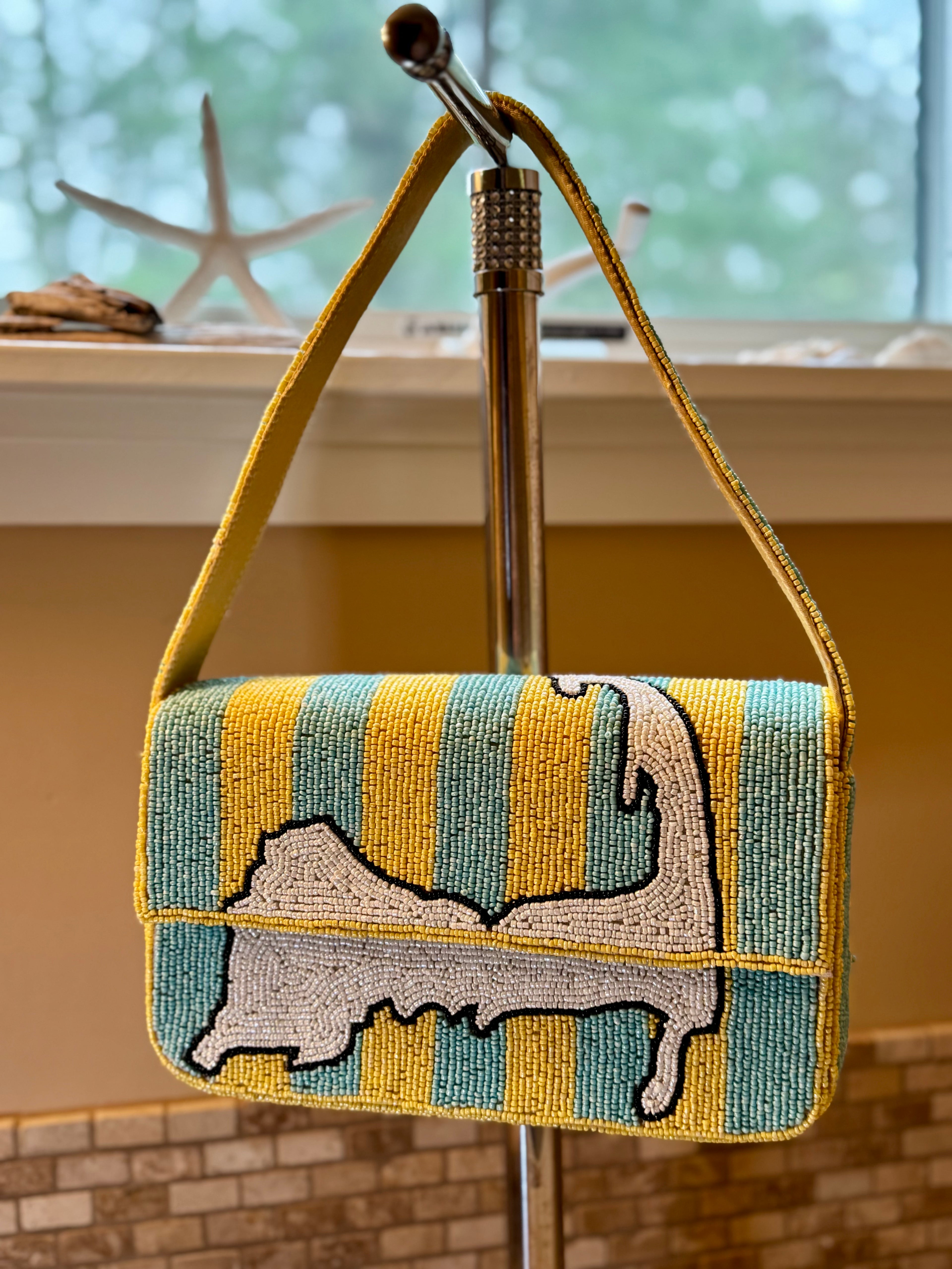 One of a Kind Handmade Beaded Bag - Cape Cod | Artisan Statement Piece