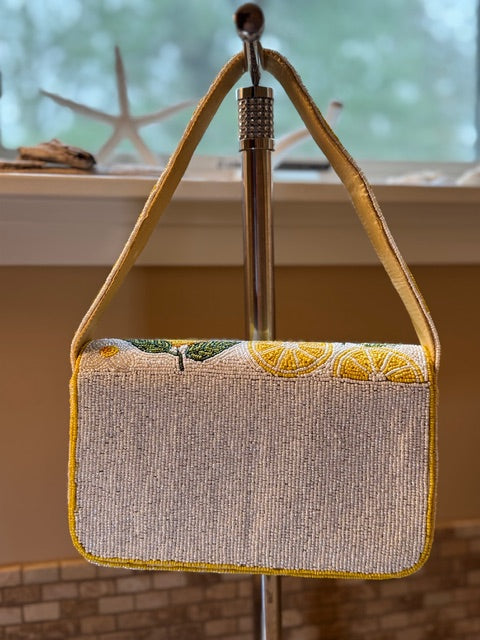 Handmade Beaded Bag - Lemons | Artisan Statement Piece