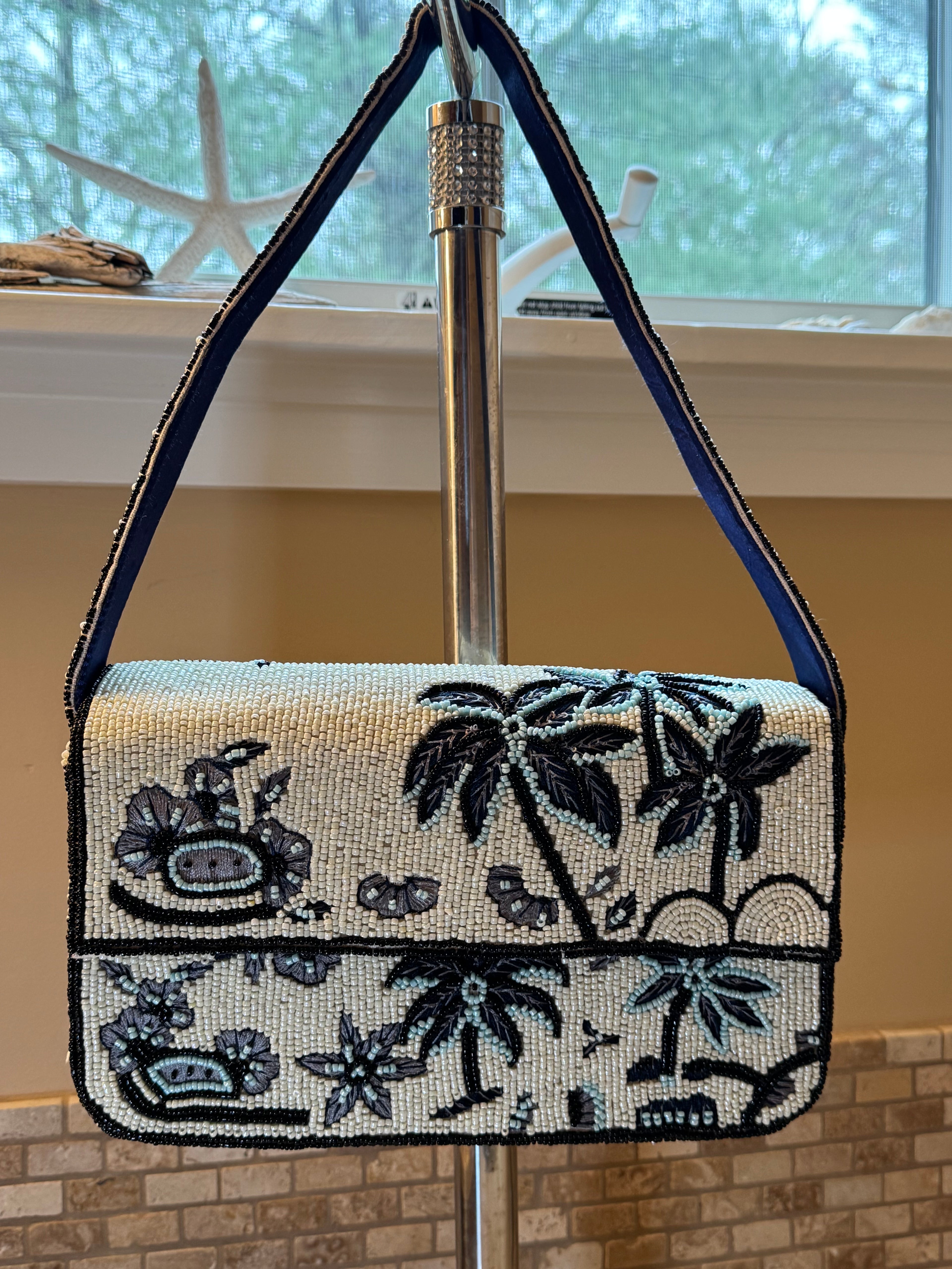 Handmade Beaded Bag - Palms | Artisan Statement Piece