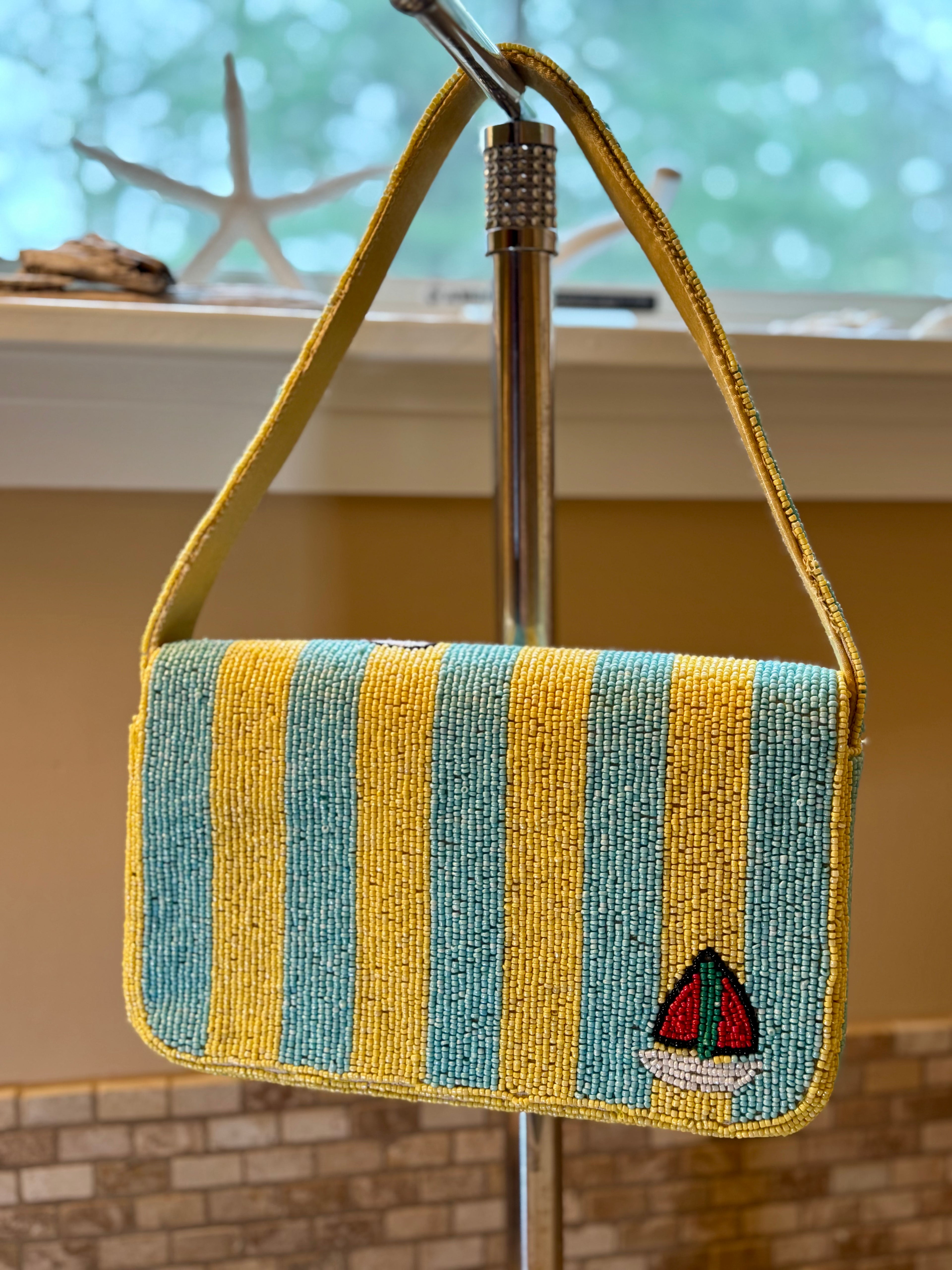 One of a Kind Handmade Beaded Bag - Cape Cod | Artisan Statement Piece