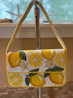 Handmade Beaded Bag - Lemons | Artisan Statement Piece