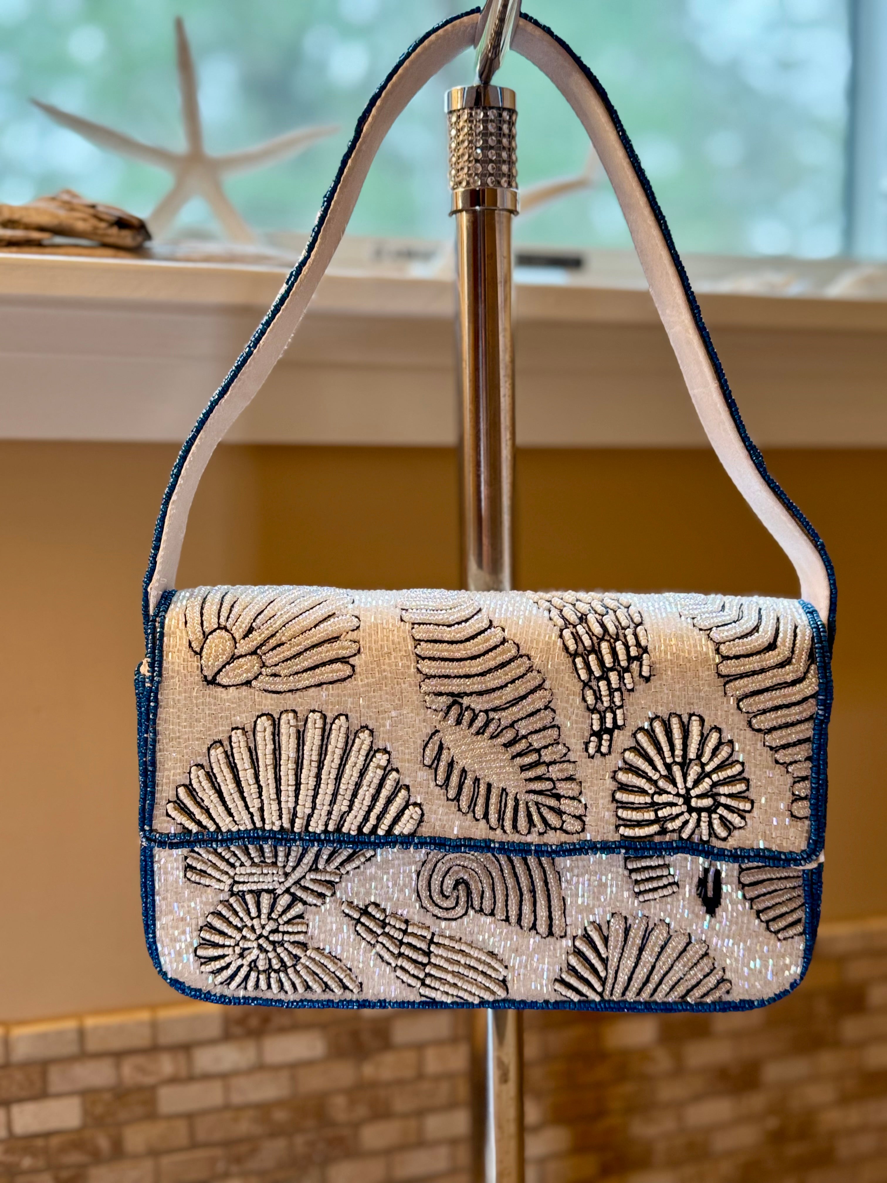 Handmade Beaded Bag - Shells | Artisan Statement Piece