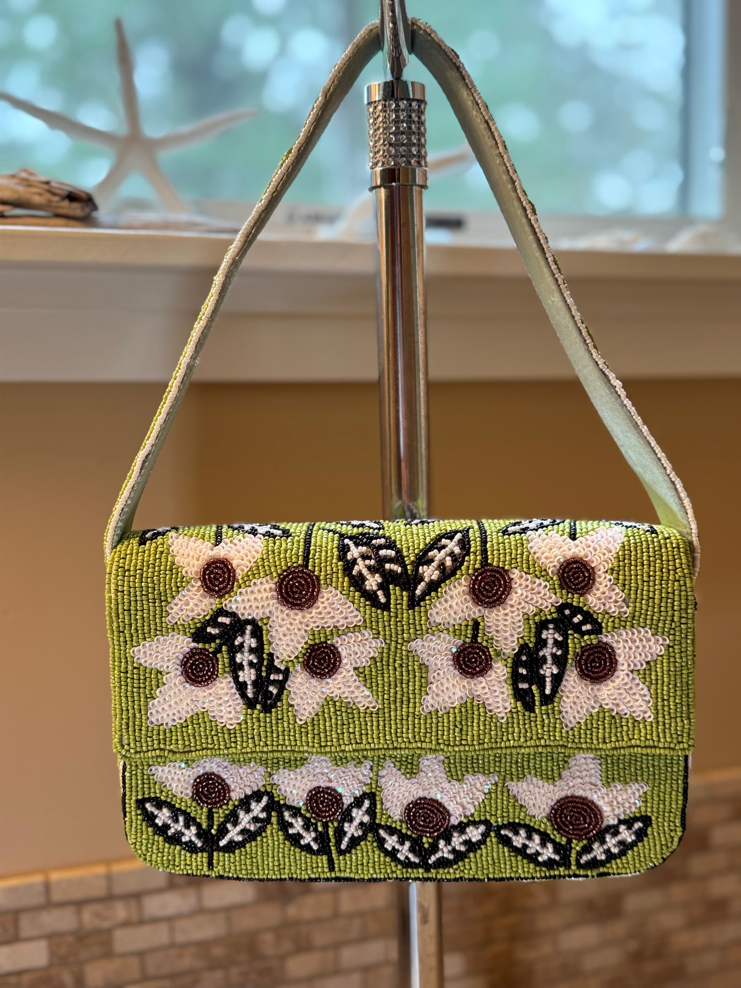 Handmade Beaded Bag - Flower | Artisan Statement Piece